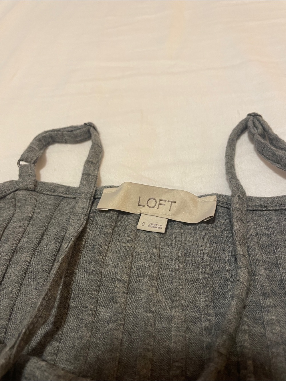 LOFT Gray Ribbed Button-Front Cardigan and Tank Set - Picture 5 of 6
